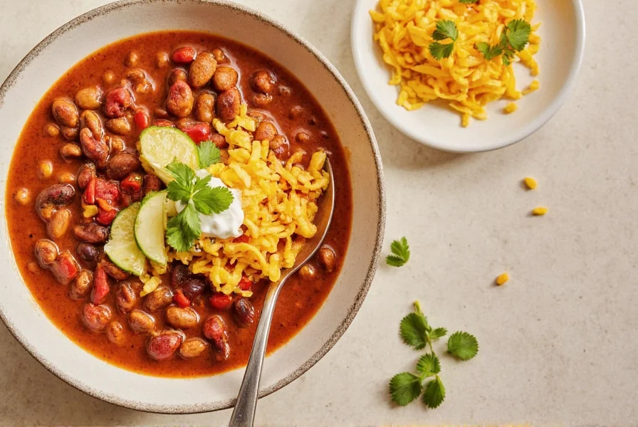 Checking seasoning in chili with a spoon