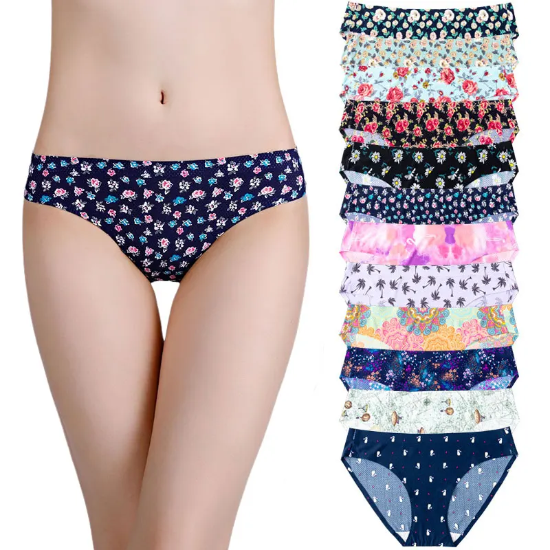 

Printed Sexy Laser Cut One Piece Bikini Seamless Women's Underwear Hipster Panties With 12 Styles, Customized