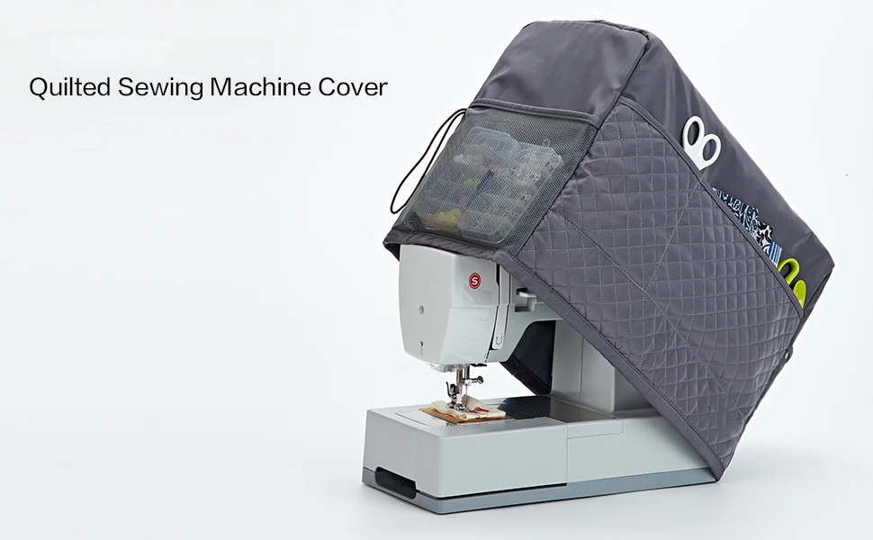 Quilted Sewing Machine Dust Cover With Storage With