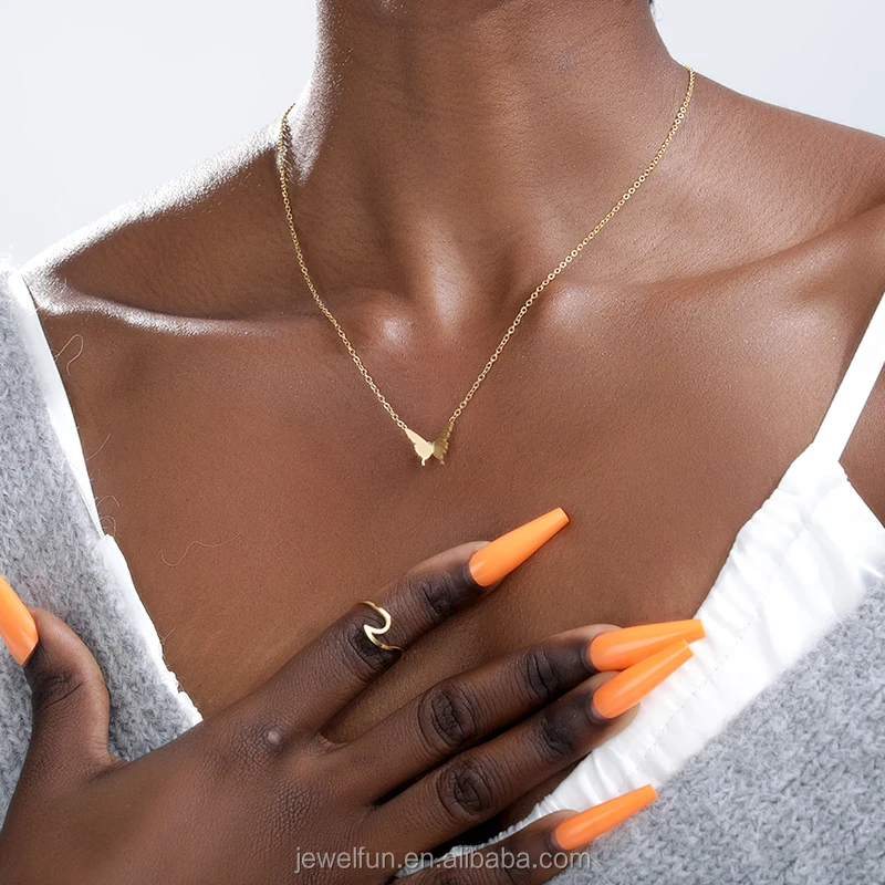 

Wholesale Stainless Steel Women Gold Jewelry Butterfly Necklace Collar Gold Plated MInimal Butterfly Necklaces Bijoux Femme, Gold/silver/rose gold