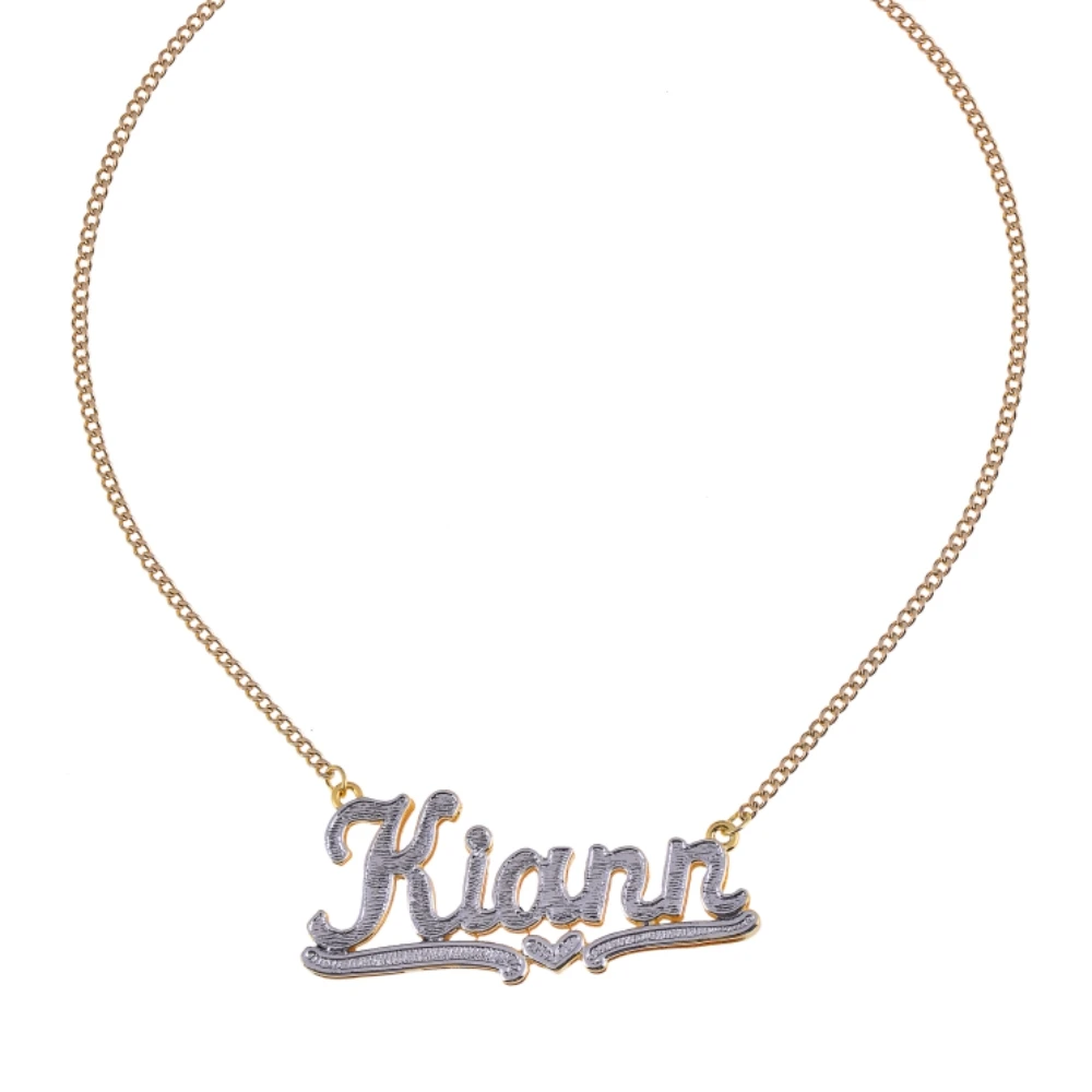 Qiuhan OEM Two-Tones Color Pattern Pendant Customize Initial Letter Name Necklace