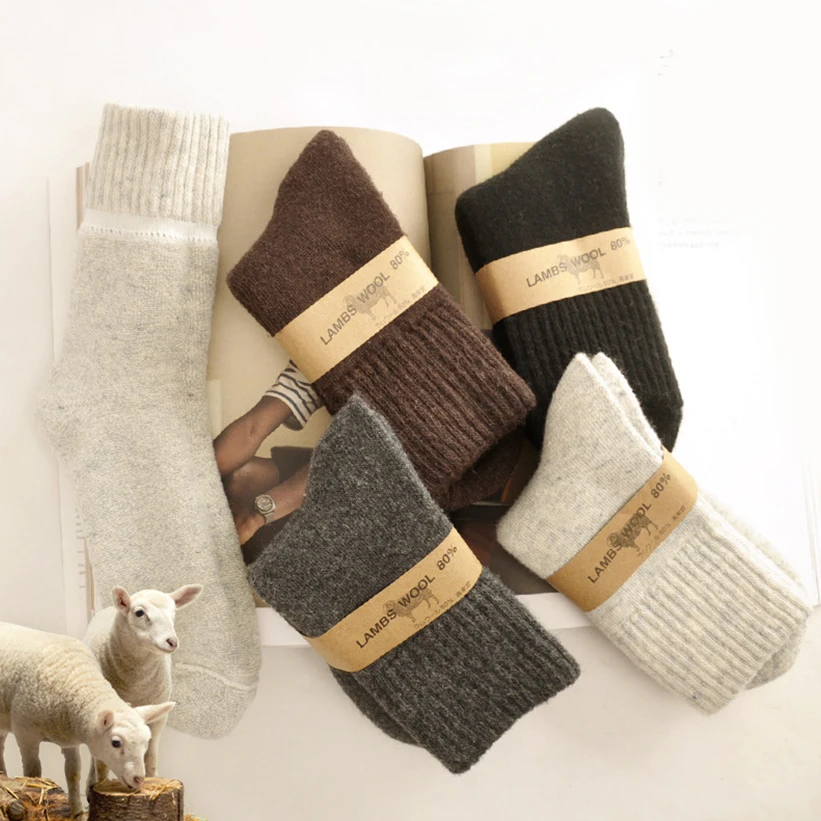 Wholesale Custom New Heavy Soft Cozy Hiking Boot Merino Wool Socks Winter Thermal Warm Thick Men's Wool Sock