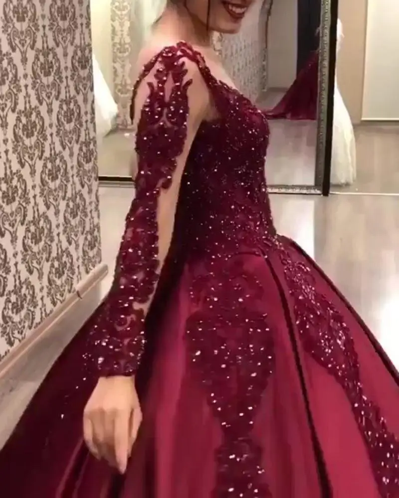 

2020 New Fashion Party Dress Sequins Bead Applique Ball Long Gown Gowns For Women Evening Dresses