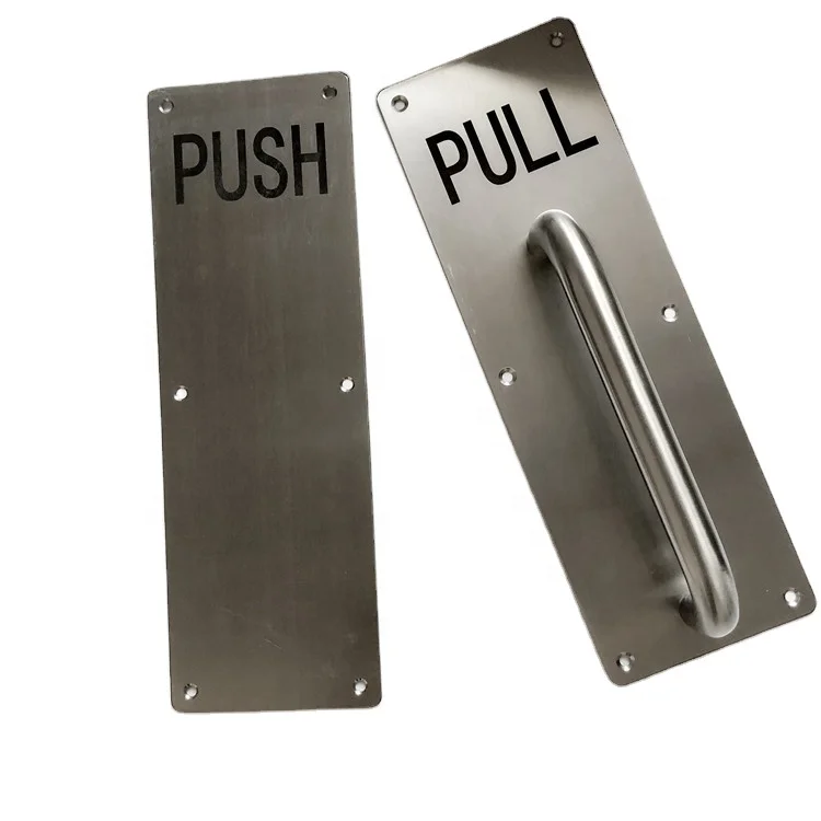 Commercial Metal Door Push Plate Stainless Steel 304 Push And Pull