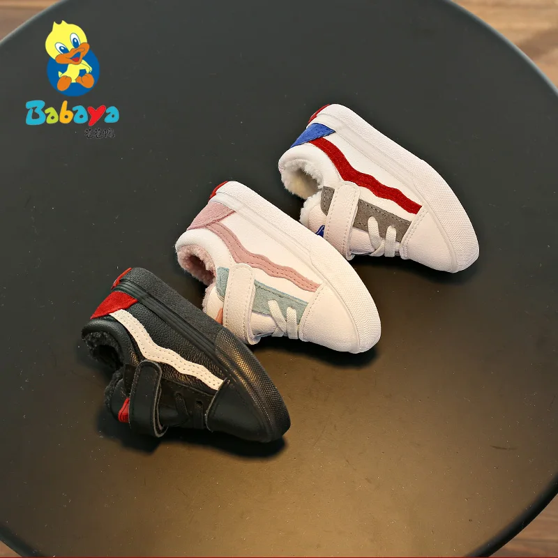

C8195 HUANQIU 2019 winter warm suede matching high quality toddler kids shoes baby casual shoes