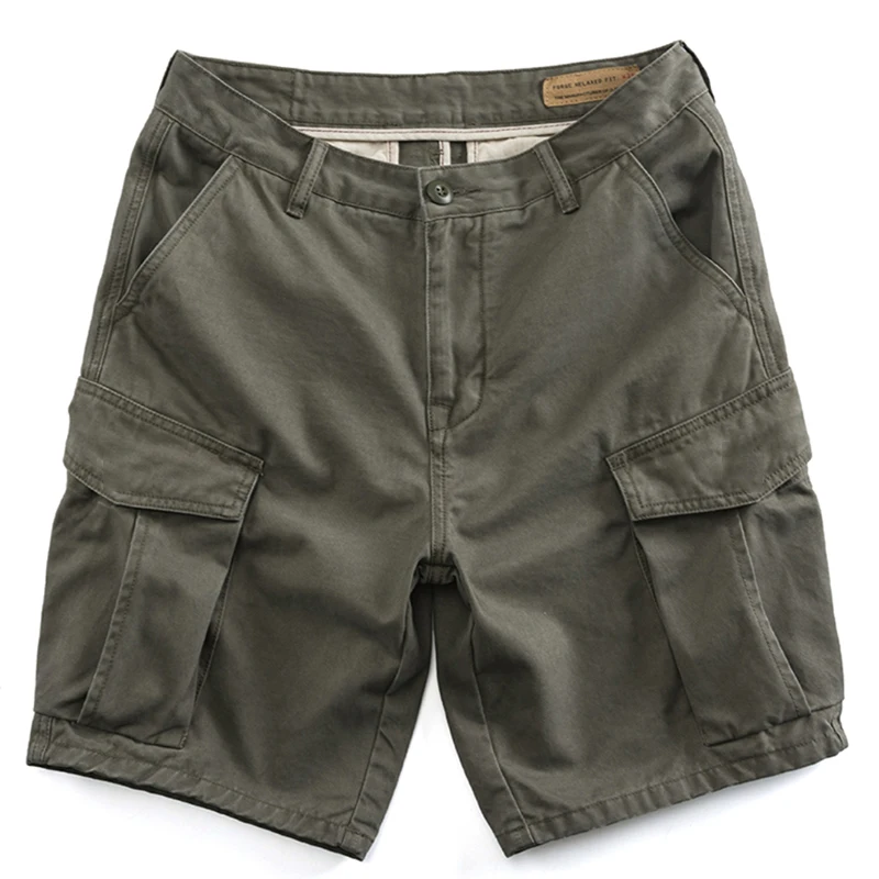 

New Summer cargo shorts breeches men's retro-fit straight-tube multi-pocket casual pants