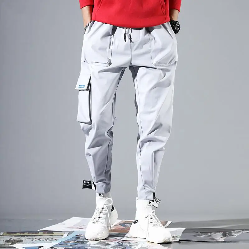

Cargo Pants Wholesale 2020 Black Multiple Pockets Jogger Pants Casual Male Sweatpants Hip Hop Loose Sports Workout Trousers Men, Gray