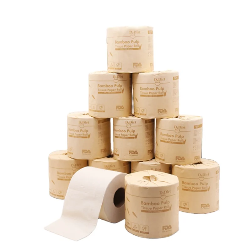 

Soft touching eco-friendly 3ply unbleached 100% virgin organic bamboo tissue brown toilet rolling paper natural