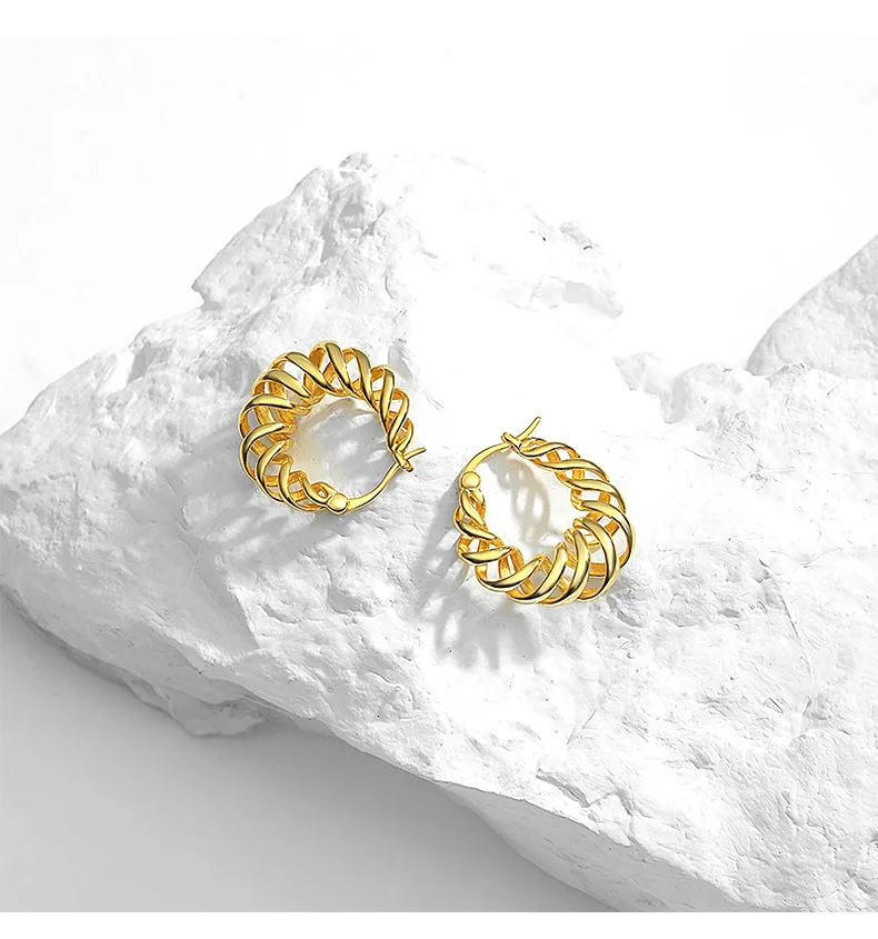 

VIANRLA spiral hoop earrings 925 sterling silver gold plated hoop earrings for women