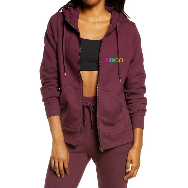 

Women's Custom Full Zip Wholesale Hoodies High Quality Slim Fitted Hoodies, Customized colors