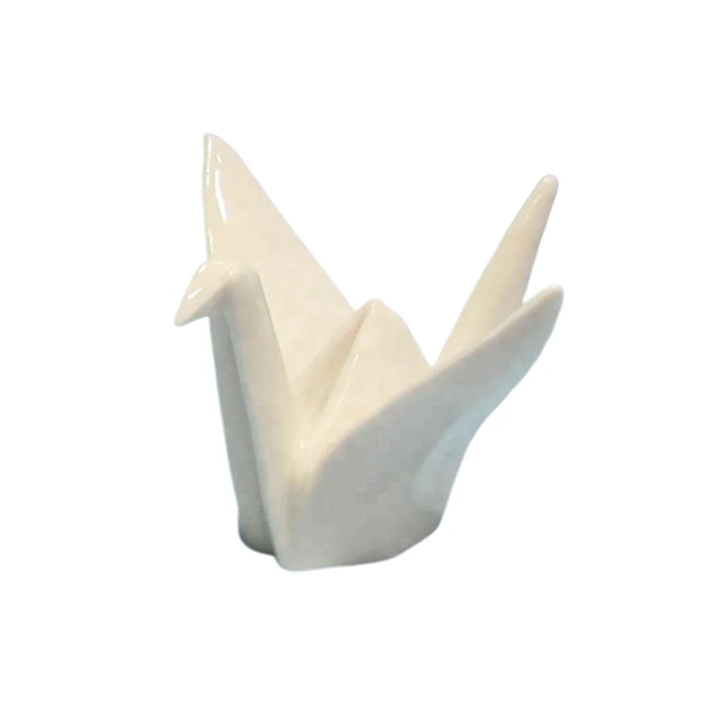 white ceramic craft origami paper crane desgin of lucky gift