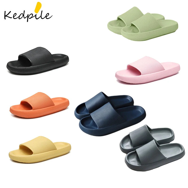 

Light weight anti-slip Women men EVA Thick Soft Bottom Increased Couple Cloud slide slippers, 6 colors