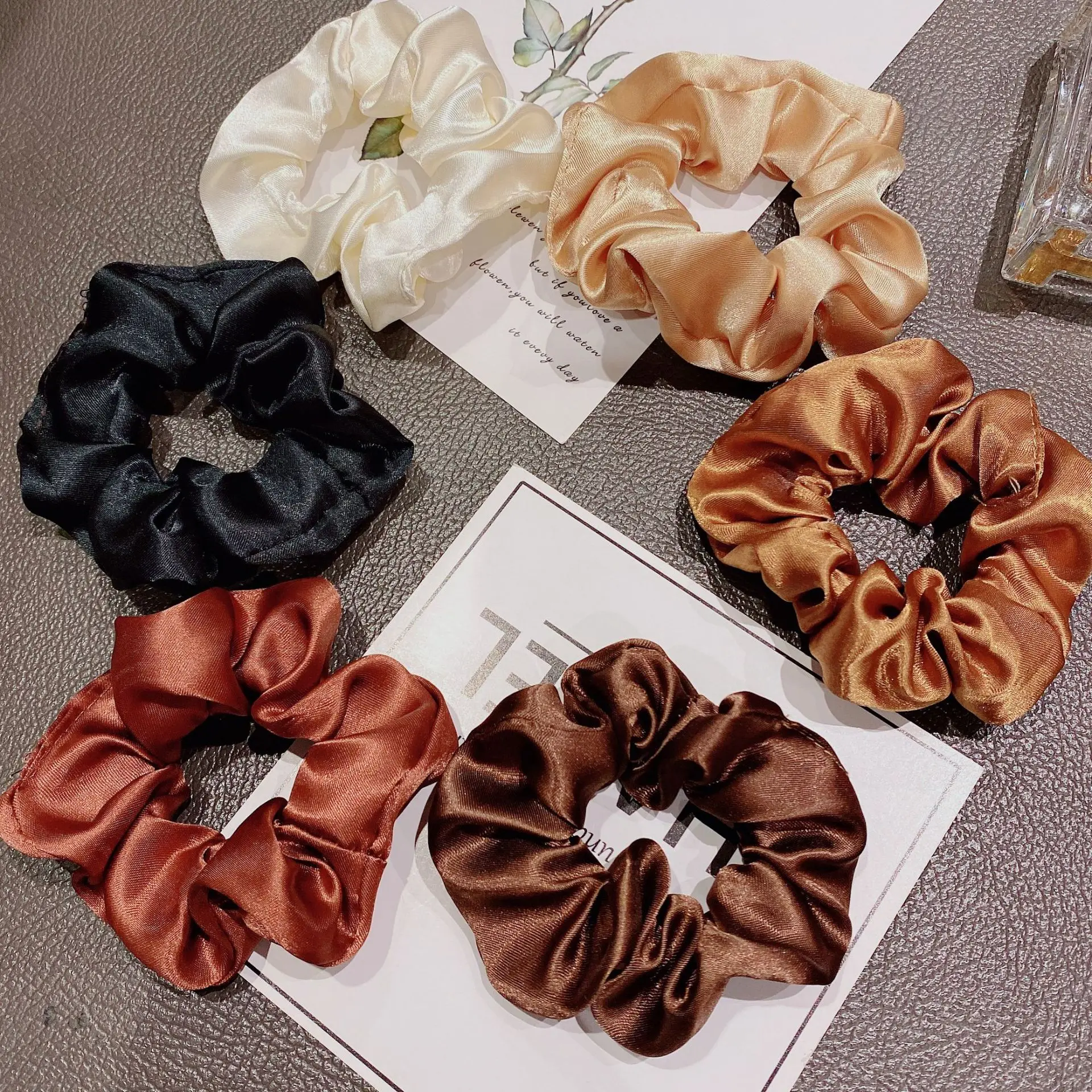 

6 colors hair scrunchies stain hair band for wholesale hair scrunchie