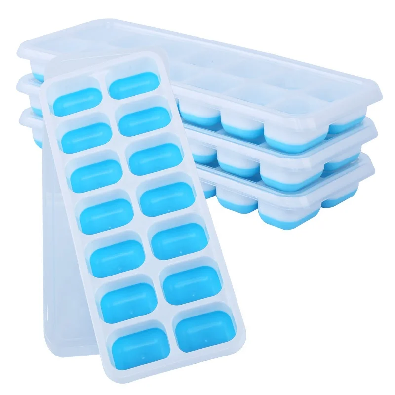 

DEMALE OEM 14 Cavities Silicone Ice Cube Trays With Removable Lids