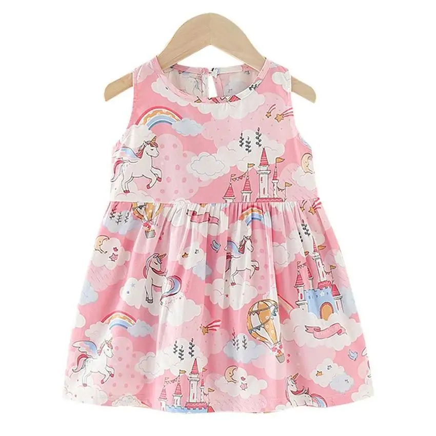 

Wholesale Fashion Designer Summer Floral Printed Cute Vest Baby Dress 100% Cotton Toddler Kids Dresses for Girls, Provide color chart