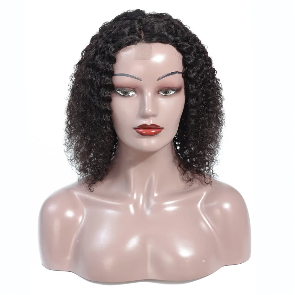 Peruvian Curly/Deep Human Hair Wigs  4*1 Lace Closure Wig 8"-14" Short Human Hair Wigs Middle Part Closure Wig Adjustable Size