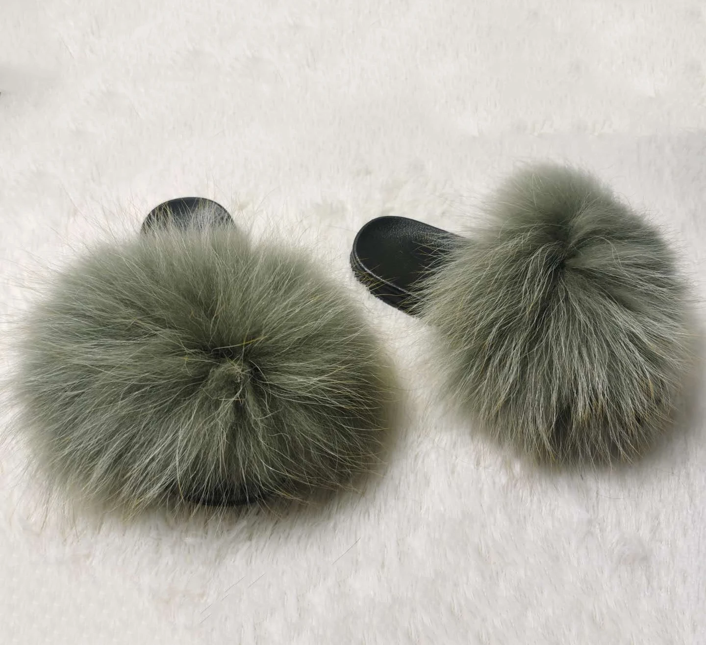 real racoon fur slides