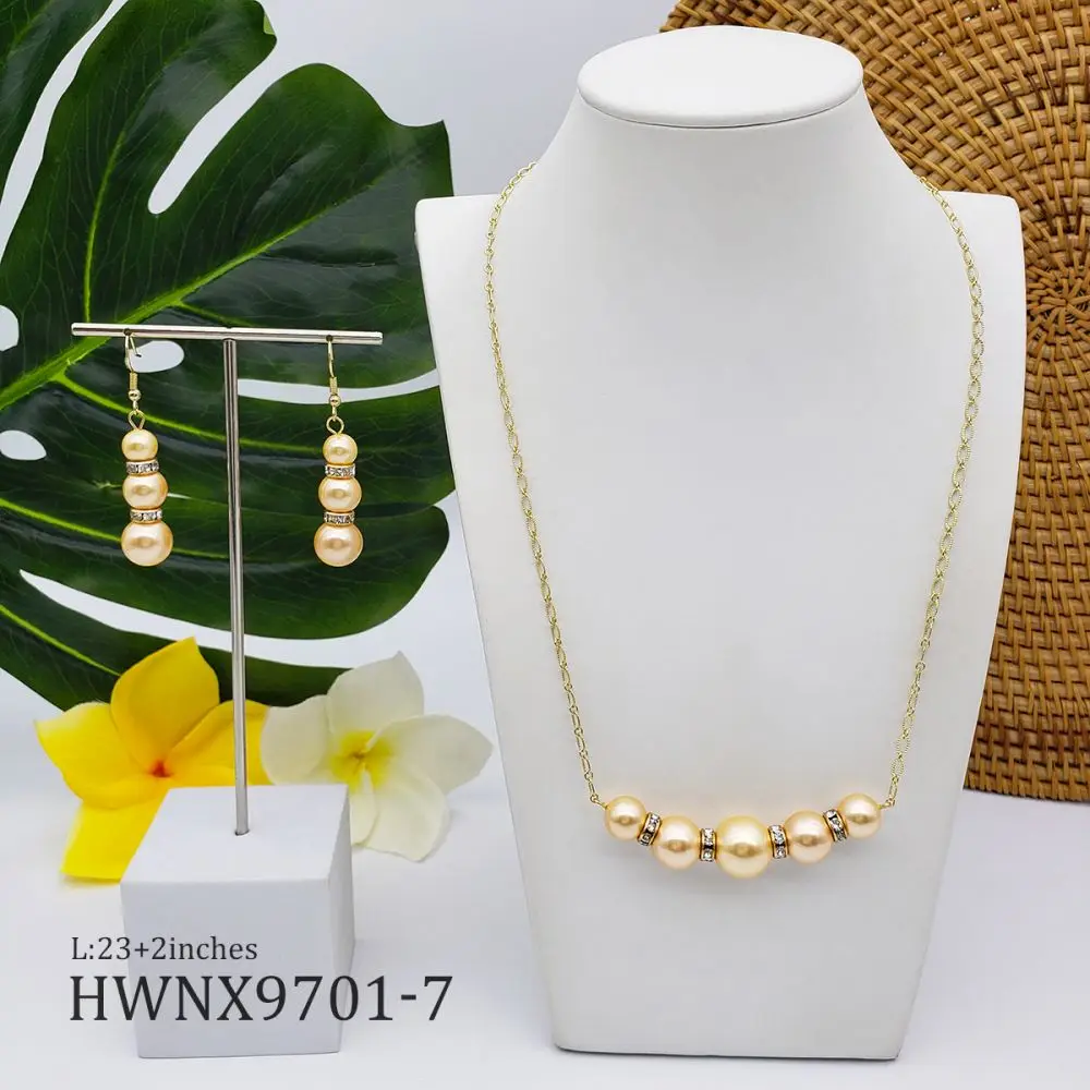

2021 new Arrival hawaii gold plated pearl set jewelry necklace