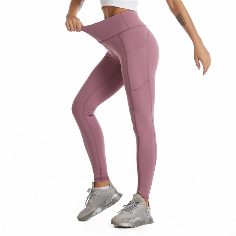 

Sport Leggings Women Fitness High Waist Yoga Pants Leggings Fitness Pockets Solid Yoga Clothing For Workout Running, Customized color