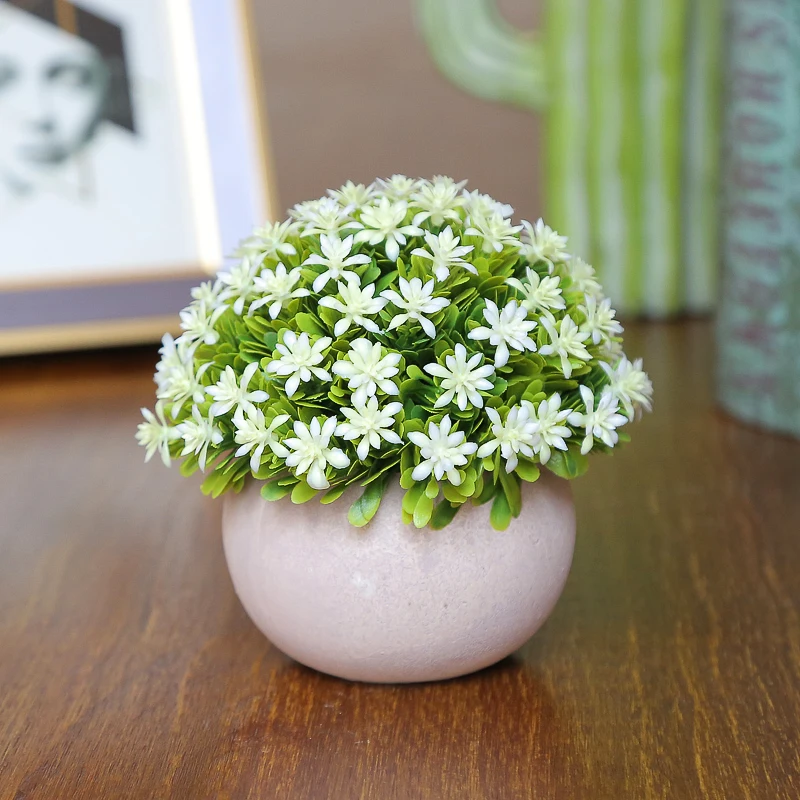 

Hot selling Mini potted artificial plant flowers samll bush low shurb, Different colors for choose