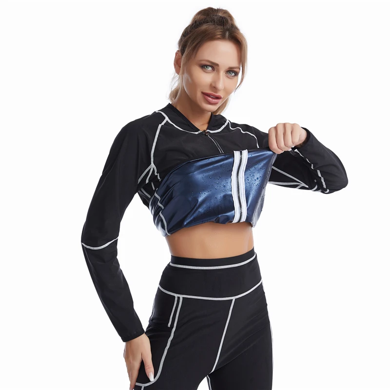 

New Arrival Fat-Burning Tummy Tuck Weight Loss Corset Tracksuit Sweat Sauna Suit Women Bodysuit Shapewear, Black