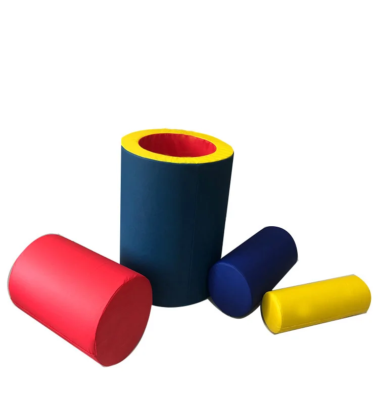 

Soft Play Barrel set-4 pieces Soft Play Toys for Kids Soft Barrel Block Set Indoor Kids Playground Equipment, Red, blue, yellow or customized soft play barrel block set