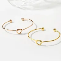 

Fashion initial heart knot bracelet cuff bangle gold silver adjustable personal label knotted bracelet