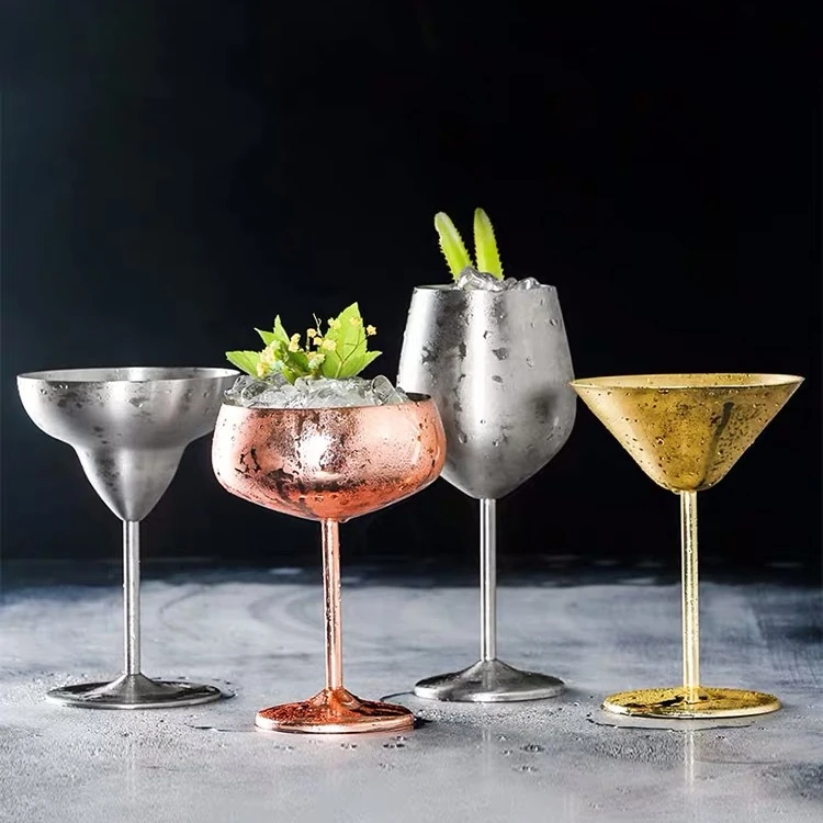 

stainless steel silver cocktail martini Champagne Coupe copper glass cup, Customized color