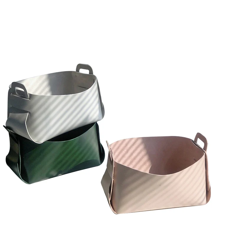 

desktop storage basket portable sundry sorting basket simple snacks storage box, Grey pink green yyellow