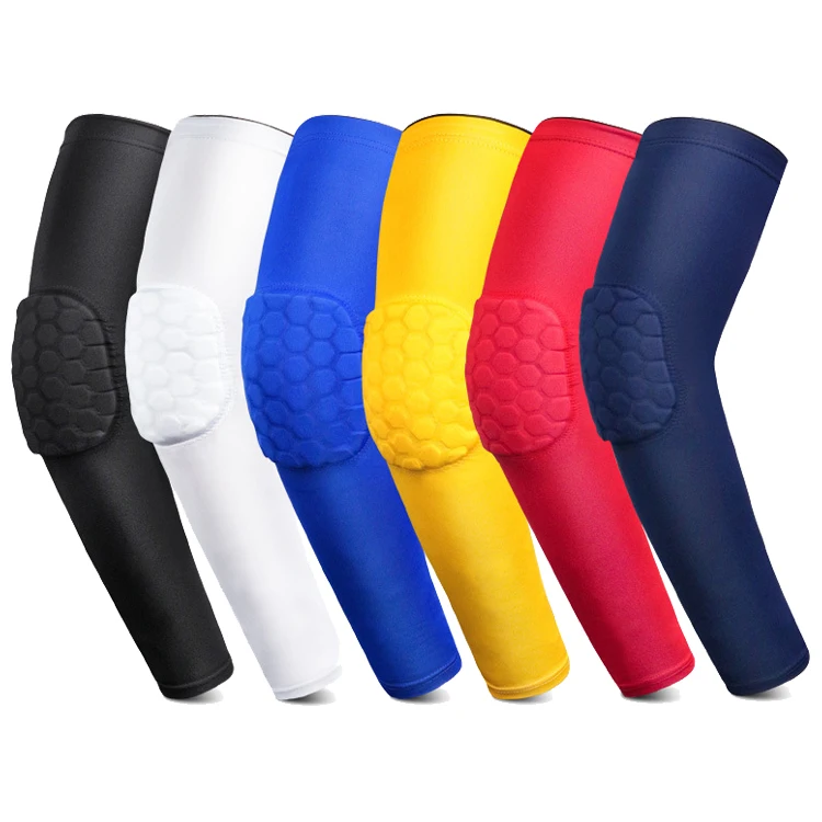 

Anti-collision Honeycomb Padded Elbow Brace Arm Support Sports Sleeve for basketball, Red,black,blue,yellow,white,dark blue
