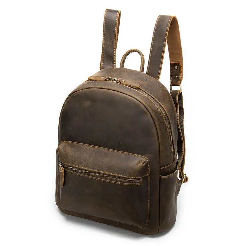 

New style 2315 Vintage Men's Fashion Custom Cowhide Leather Laptop Classical Custom Leather Backpack, Black