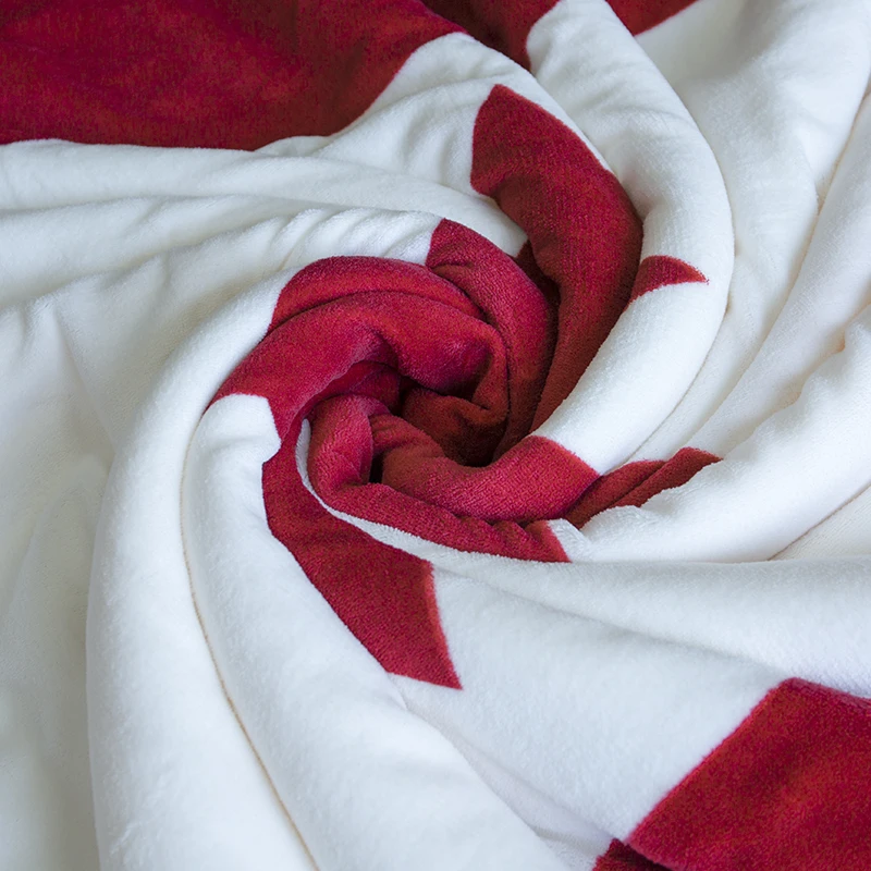 Double Layer Thick Canadian Maple Leaf Canada Flag Sherpa Plush Throw