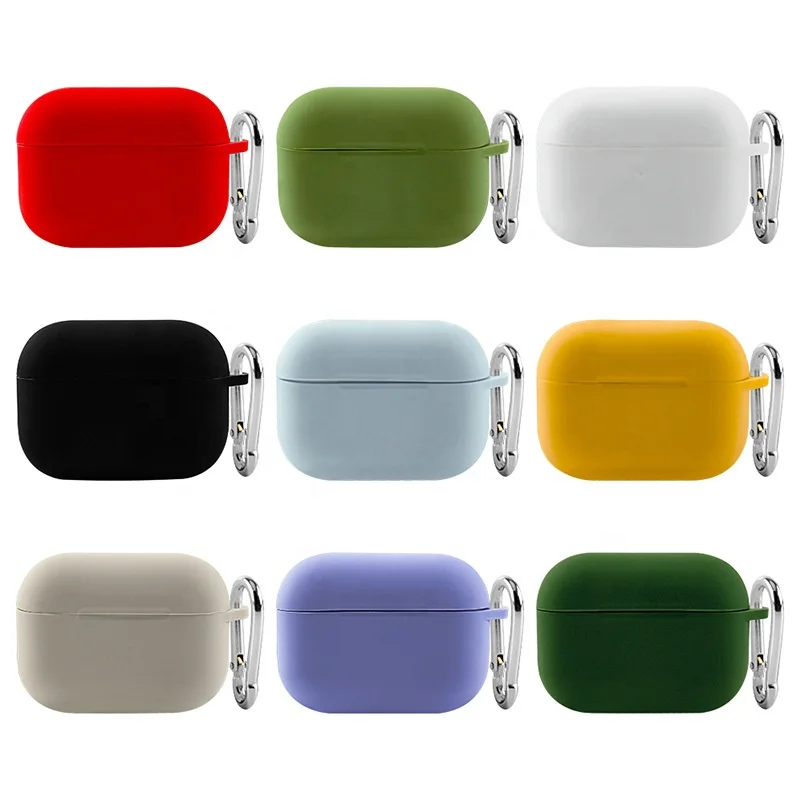 

Custom Anti-fingerprint Multi-color Shockproof Silicone Case For Wireless Earphone With Metal Buckle, 9 colors / customized color