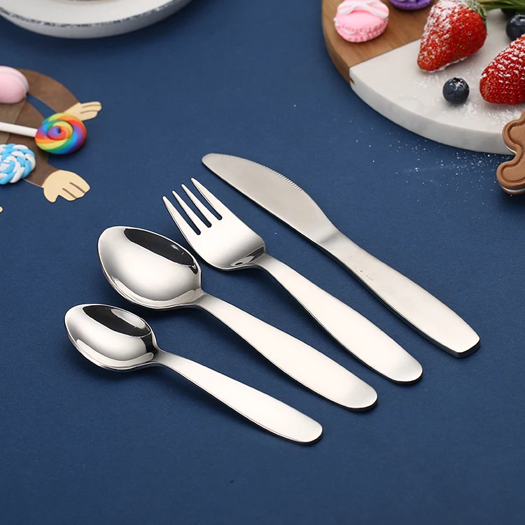 

Classic 18/10 Stainless Steel Kids 4 Piece Children Baby Cutlery, Silver