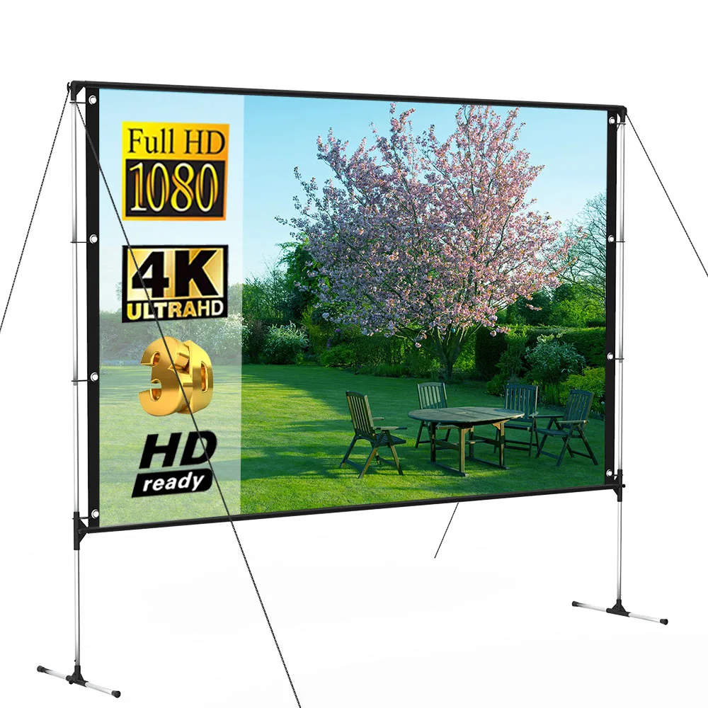 

Best price for Salange Outdoor Projector Screen With Stand 100 inch 16:9 8K 4K Ultra HD 3D Fast Folding Portable screen, White