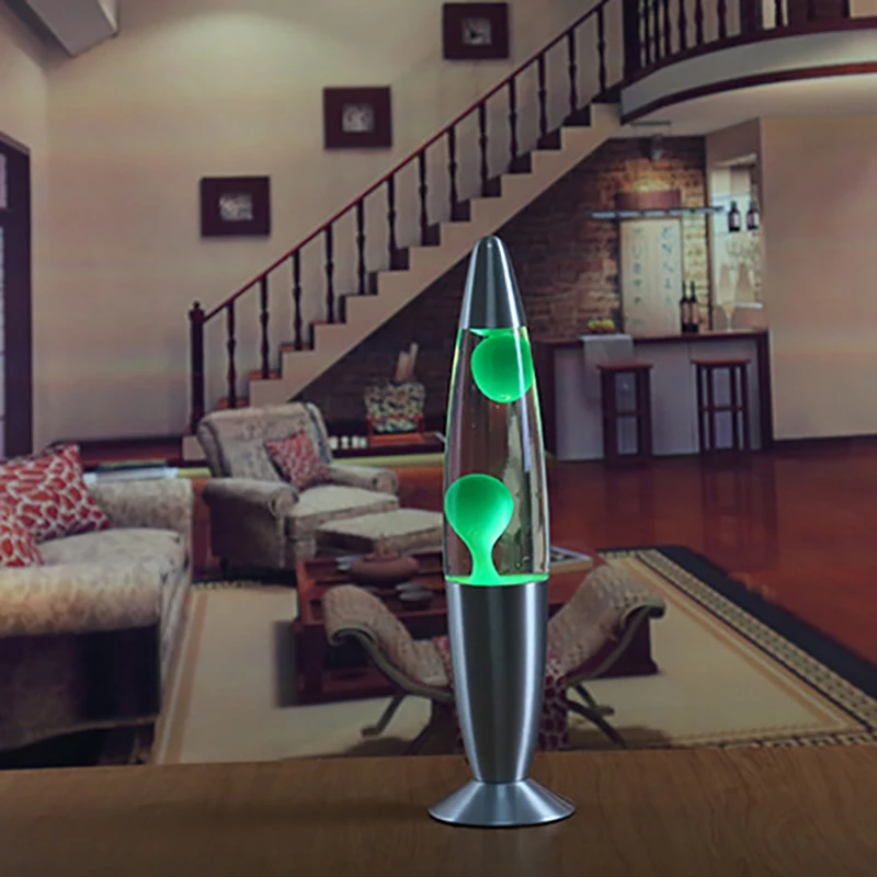 Table Lava Lamp New Rocket Glass Bottle Colorful Glitter Round Base