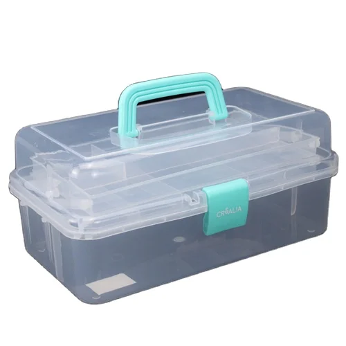 

Hot selling transparent 3 layers painting tools household supplies plastic storage box