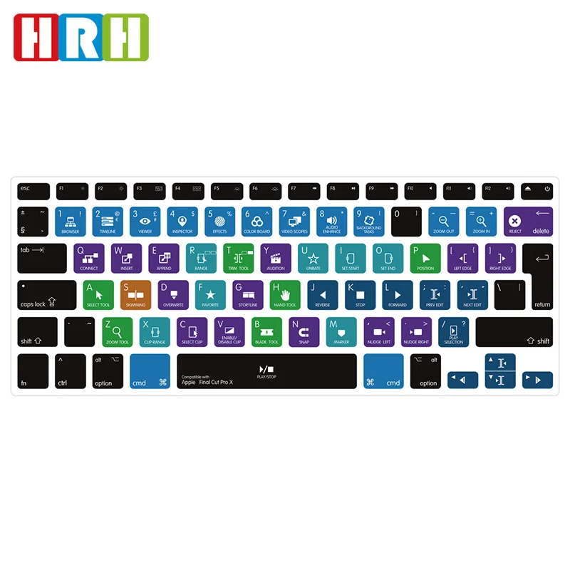 

Big promotion English Silicone Keyboard Skin Cover for Macbook Pro 13 15 air 13 shortcuts keyboard cover (EU Layout)