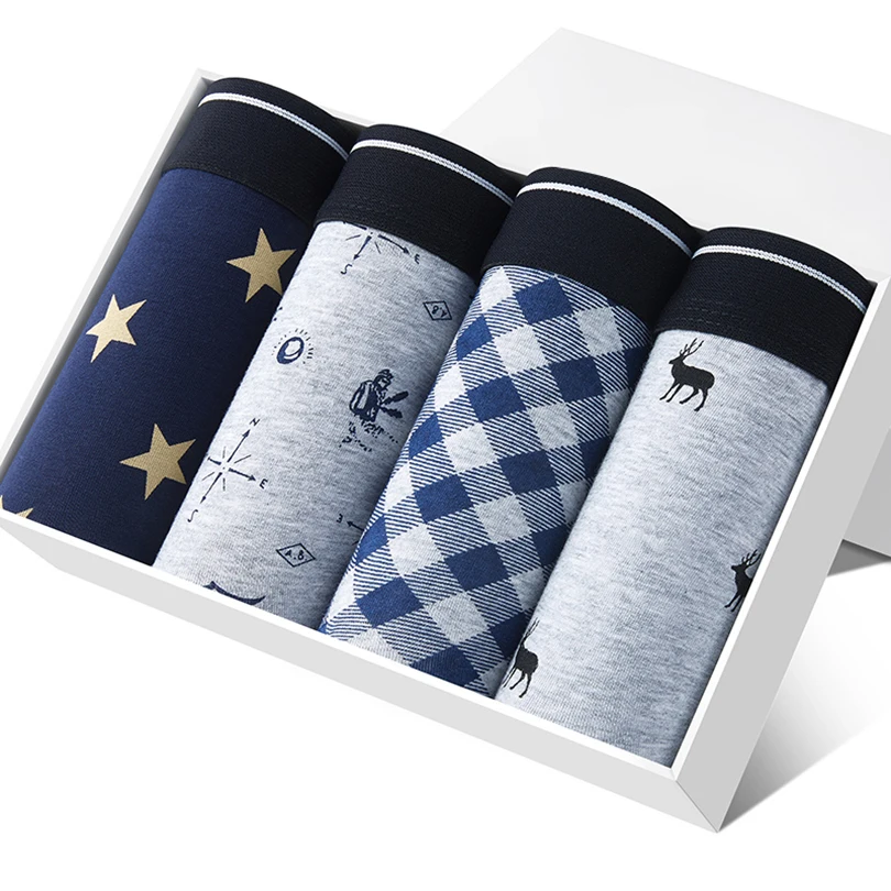 

Plain men underwear cotton men boxer brief shorts pack set