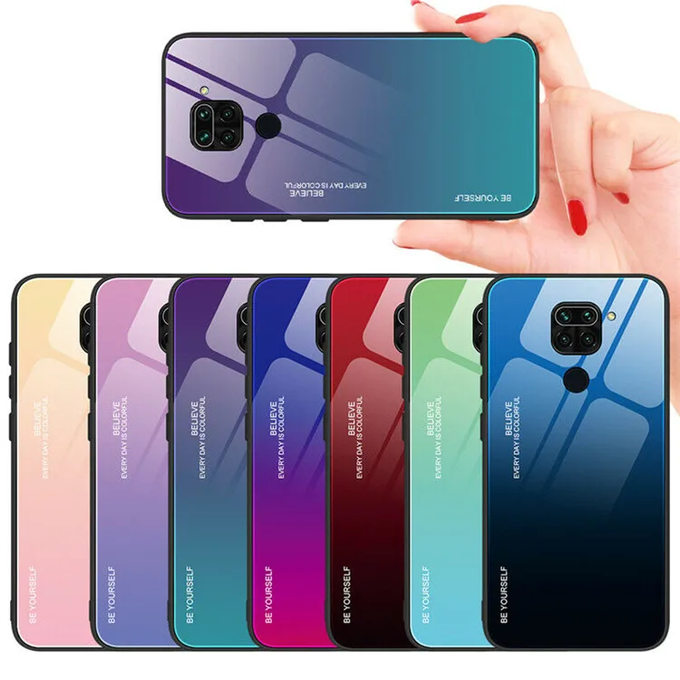 

Gradient Tempered Glass Back Cover Case for Xiaomi Redmi 9 note 9