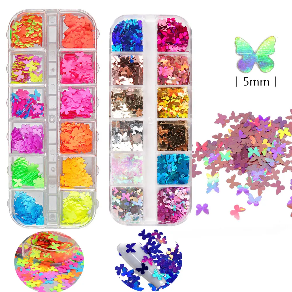 

2021 Newest Amazon Hot Nail Art Decoration & DIY Crafting 3D Holographic nail art glitters Butterfly Nail Glitter, Colorful