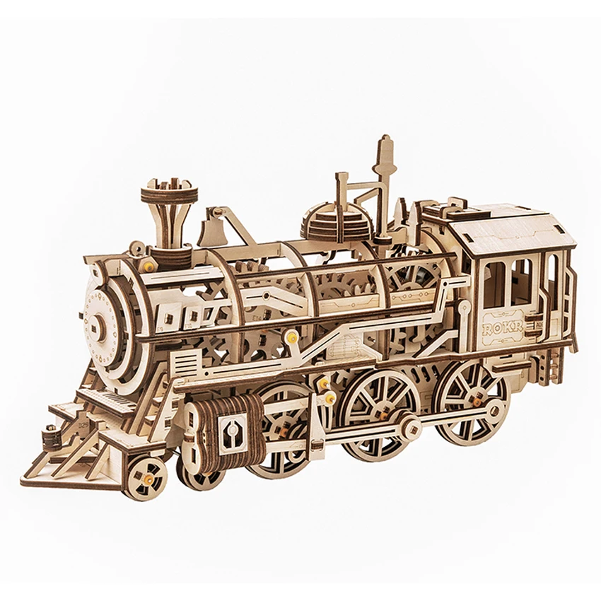 

CPC Certificated Robotime Rokr Handmade Assembled Game Toys LK701 Locomotive Car Jigsaw 3D Diy Wooden Puzzle for Dropshipping
