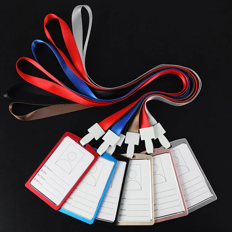 

High Quality Identity Aluminum Alloy Metal Id Card Holder With Lanyard, Black,silver,gold,red,blue,pink