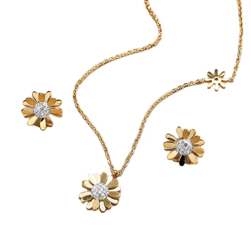 

Stainless steel jewelry Daisy titanium steel necklace online red INS simple cold ethos stud pair suit