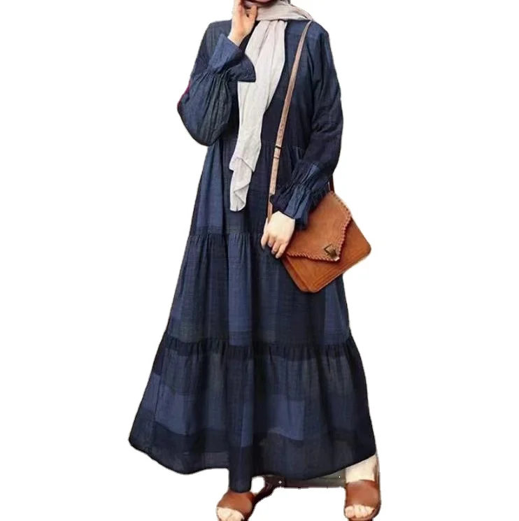 

Free gift pearl key chain long sleeve pleated modern Abaya Islamic national dress for girls, Customers' requirements