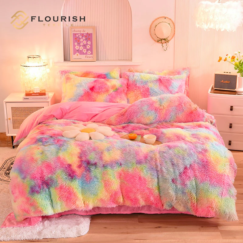 

Flourish Ready to Ship fluffy bedding set Plain Knitted Blanket Super Soft Couverture De Lit Manta Polar