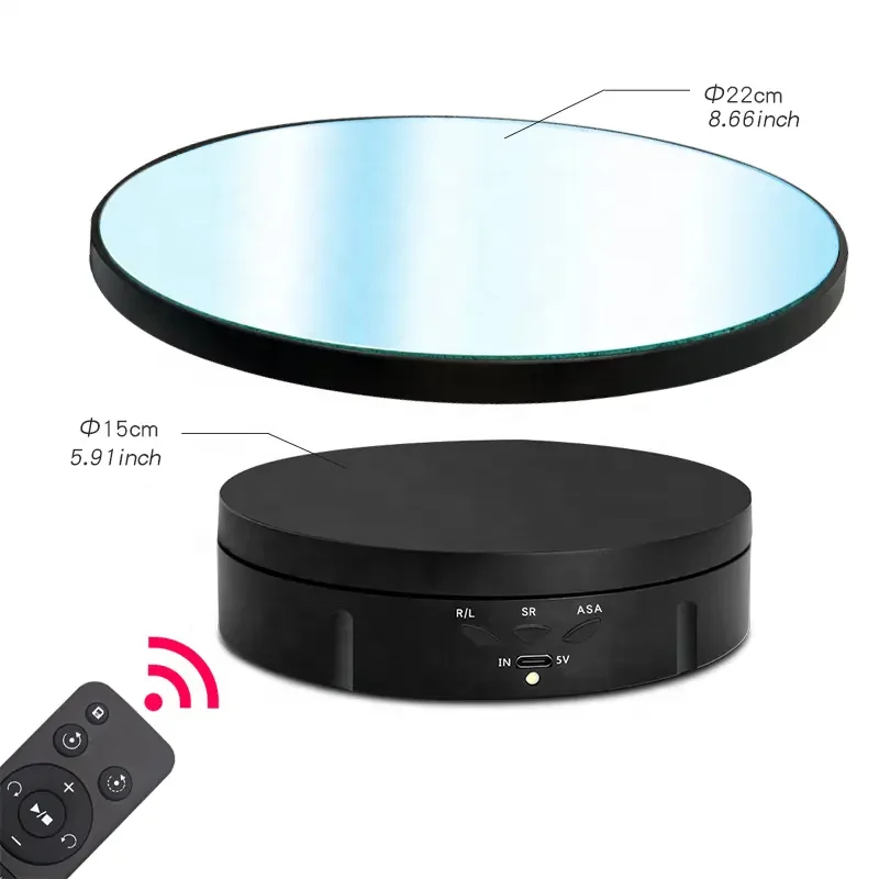 

2 In 1 360 Degree Display Turntable with Large 8.66 Inches Mirror Cover for Rotating Platform Photography Turntable