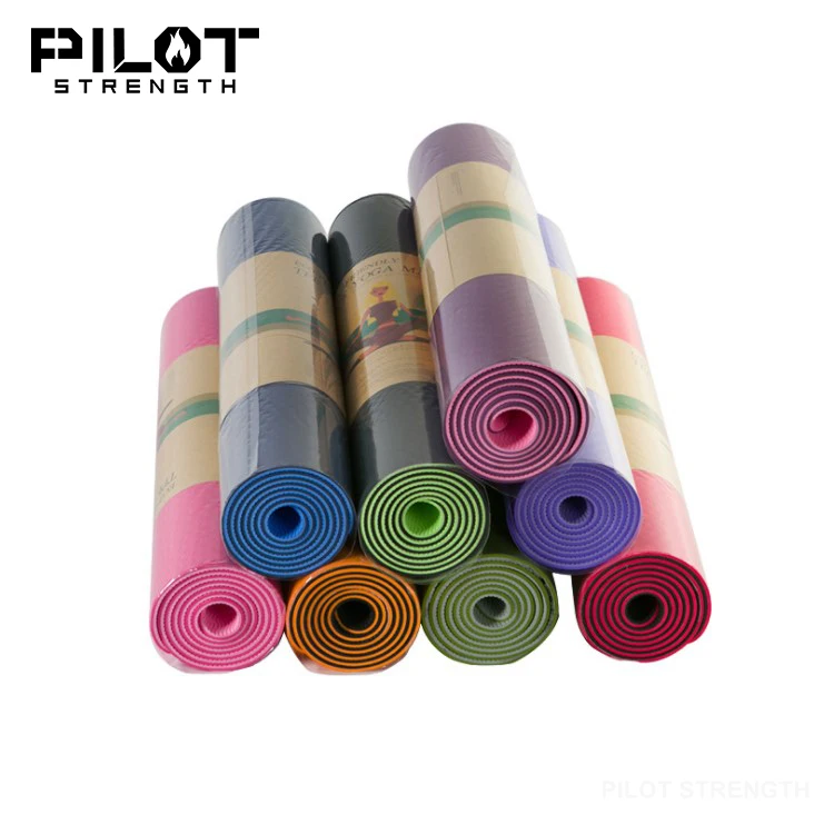 

PILOT SPORTS Professional Eco-friendly Non Slip Design Exercise Gym Fitness 6mm Custom Tpe Yoga Mat, Customized