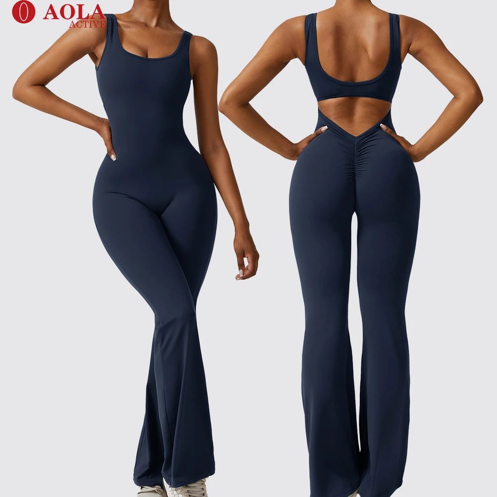 

AOLA Women Backless Sport Romper Custom Playsuit Sleeveless Gym Bodysuit Butt Lifting Yoga Jumpsuit