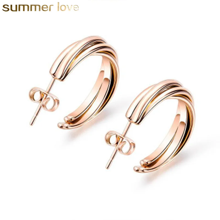 

Fashion Wild C-Shaped Circle Earrings for Women Accessories Gold Hoop Earring Stainless Steel Jewelry Wholesale